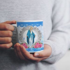 Arte Caneca Nossa Senhora das Graças Rosas